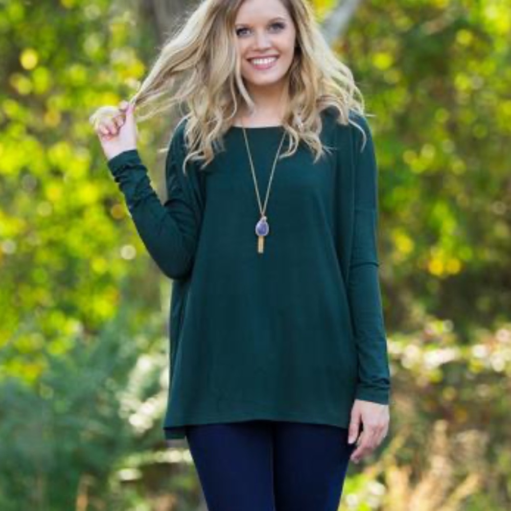 Pico Green Long Sleeve Flowy Top Tee